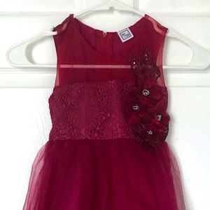 Burgundy formal dress.